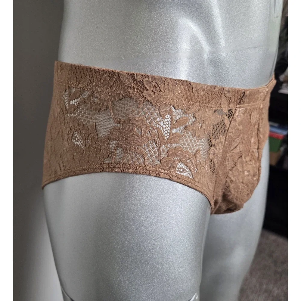 Cosabella‎ Never Say Never Mens Lace Briefs Brown Floral Italian Lace Low Rise